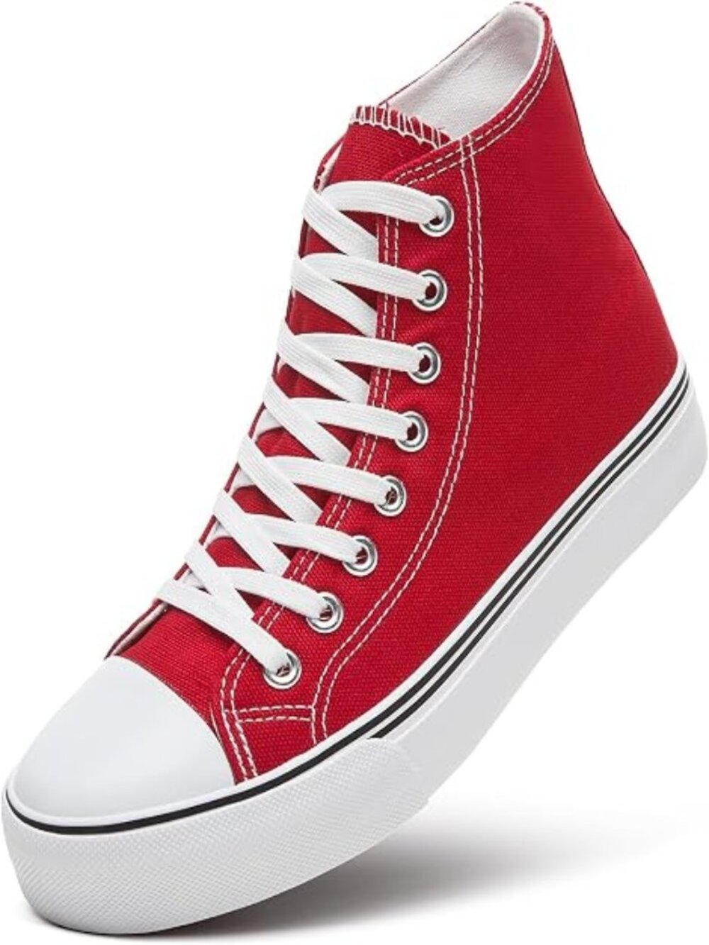 Women's Red Stylish High Top Lace-up Casual Tennis Walking Shoes Fashion Sneaker
